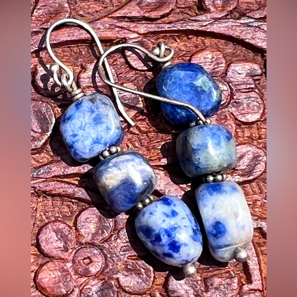 Sodalite on sterling earrings